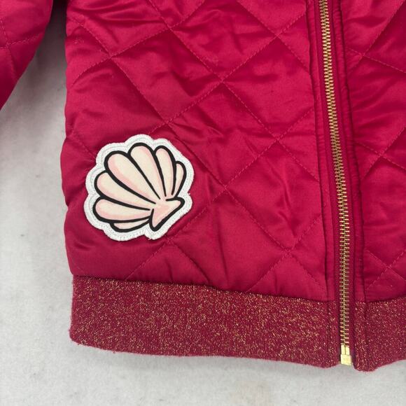 Disney Tutu Couture Bomber Jacket Girl's 7/8 Pink Quilted Embroidered Patches - Picture 5 of 8